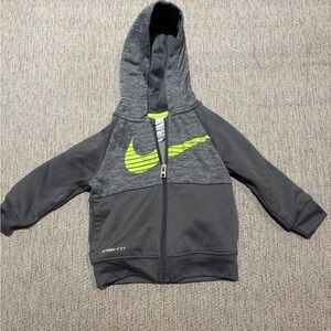Nike Kids Charcoal and Neon Yellow Hoodie